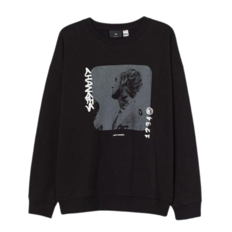 Sweatshirt Crewneck HM Unisex Justin Bieber Black Fleece Katun