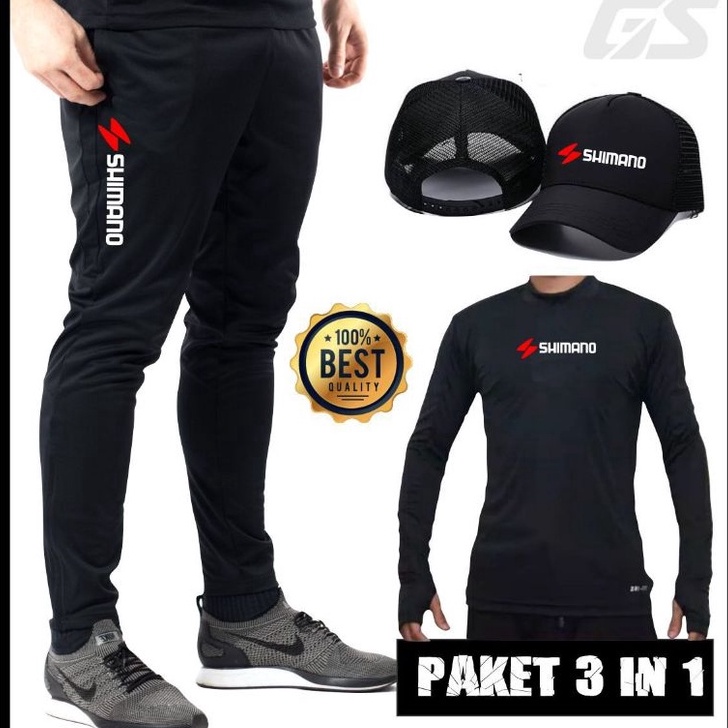 Paling Favorit  Paket Setelan Jersey Mancing Pria 3 in 1 Jersey Mancing Celana Mancing Topi Mancing 