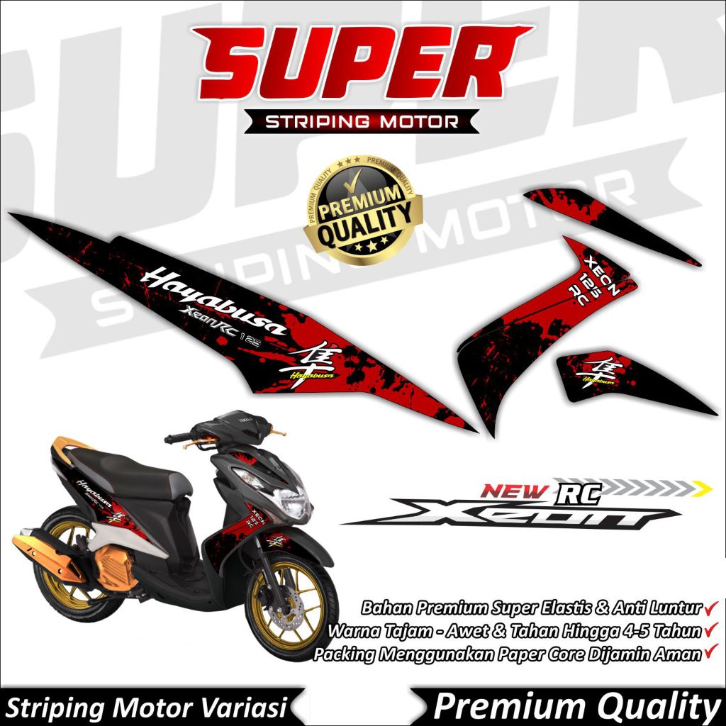 Stiker Xeon RC Karbu Anti Luntur keren Striping Xeon RC Striping Yamaha Xeon RC Hayabusa