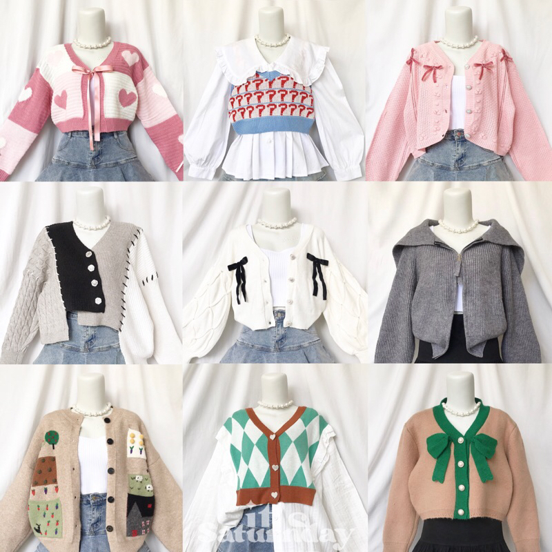 [COD] P♡ Premium Rare Items knit rajut sweater cardigan outer kepang ketupat velvet motif cable knit