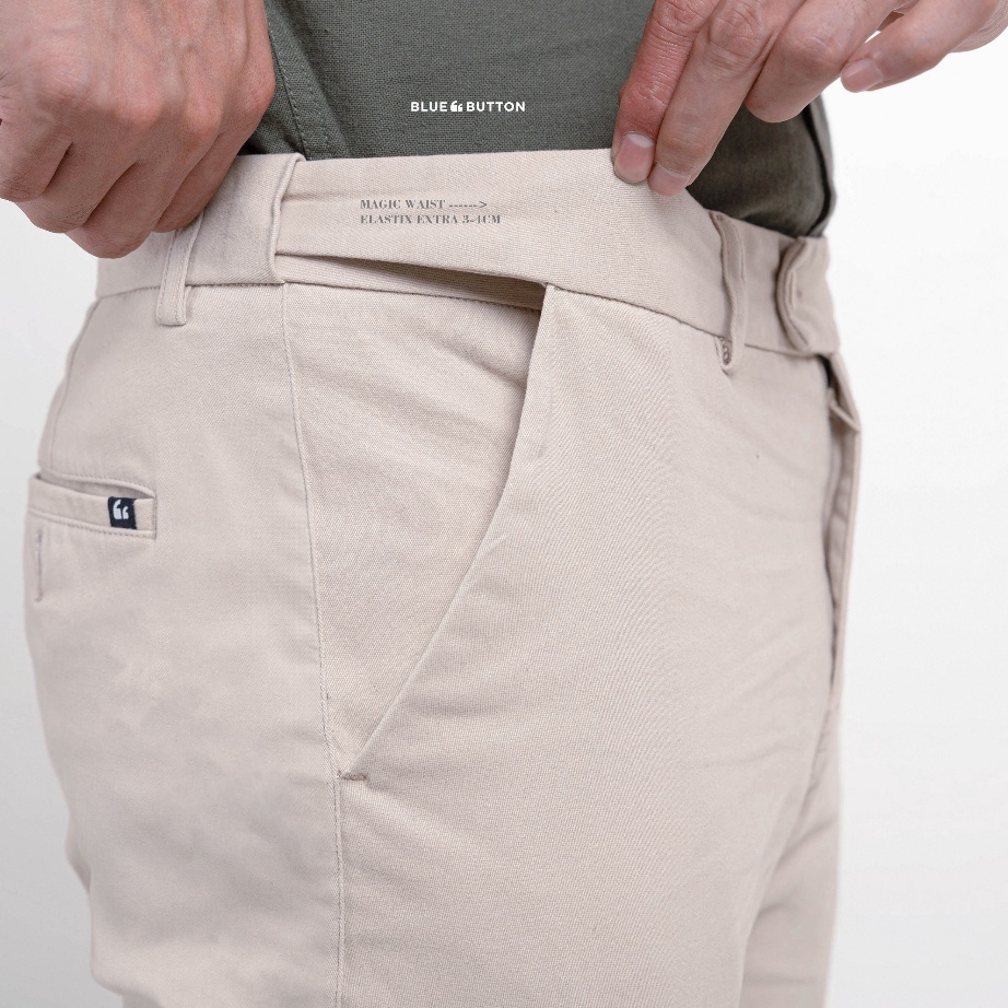 BlueButton Celana Chino Ankle Pants Slim Fit Cream