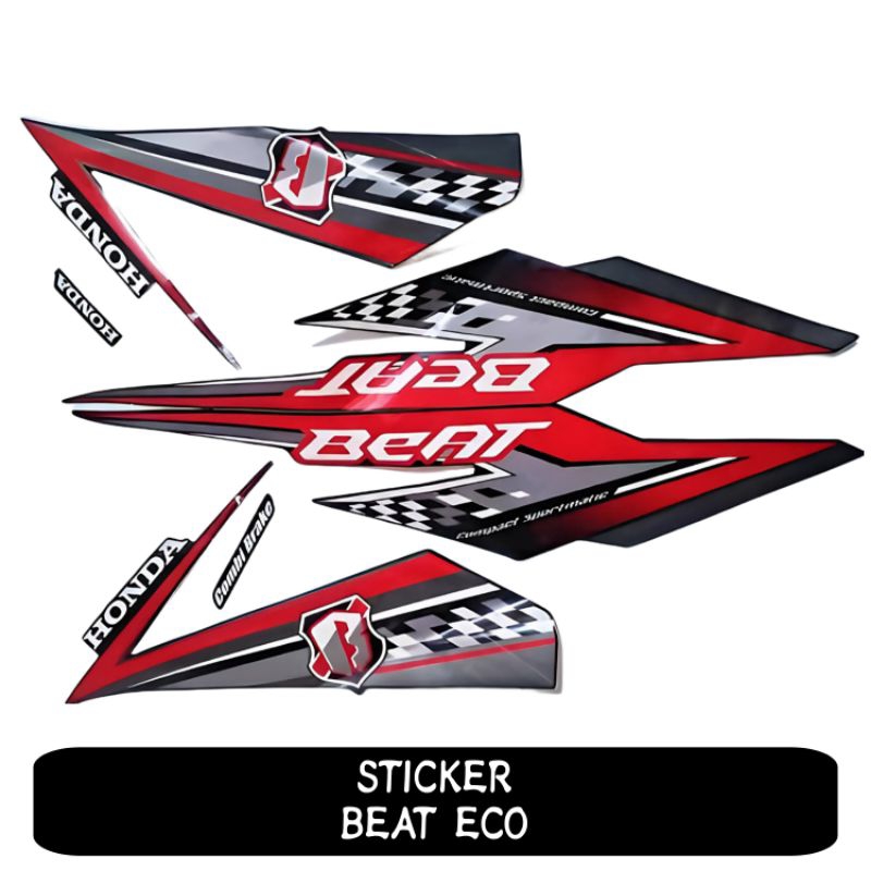 Sticker Striping Standar Bawaan Beat Esp Eco 2018 Warna Merah