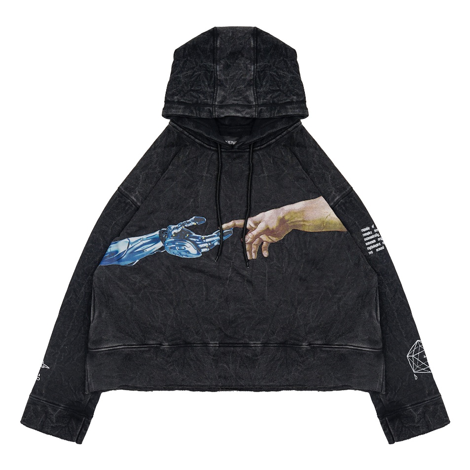 Moxie Hoodie Crop Washed Unfinish Oversize Touch