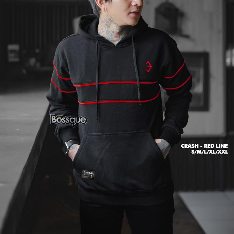 Hoodie Bossque X Hexsys - Crash Hoodie Pria Branded 100% Original | M - XXL | Bordir