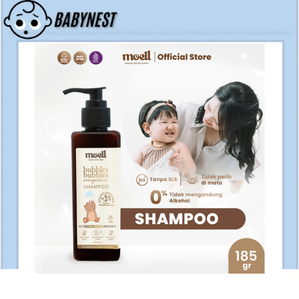 Moell Shampo Bayi 185gr / Bubbles Bubbles Everywhere Shampo / Shampo Bayi / Natural Organic