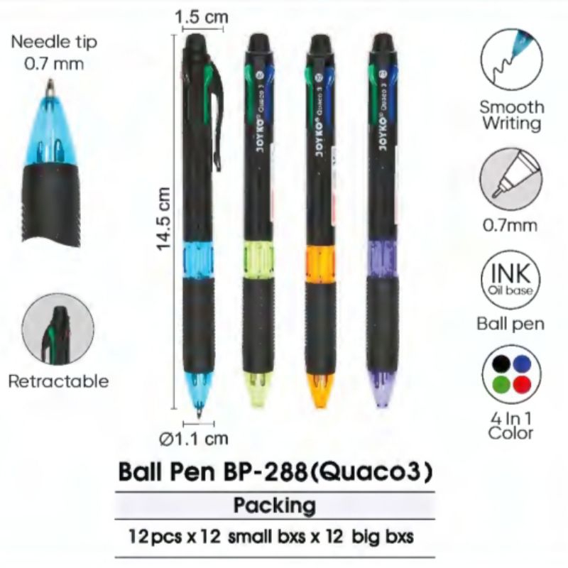 

BAL PEN / PULPEN JOYKO 4 Warna ( 1 pcs )
