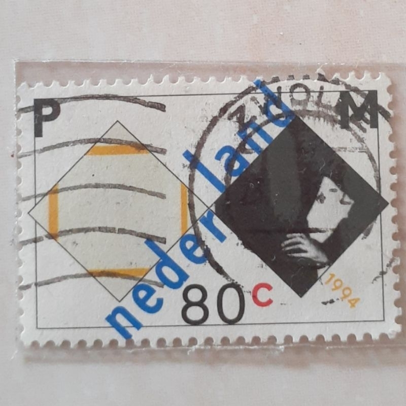 

Perangko Belanda Pieter Cornelis Mondriaan, 50th death (Composition with yellow lines) Tahun 1994