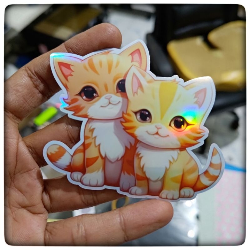 seticker kucing lucu helogram, kucing oren