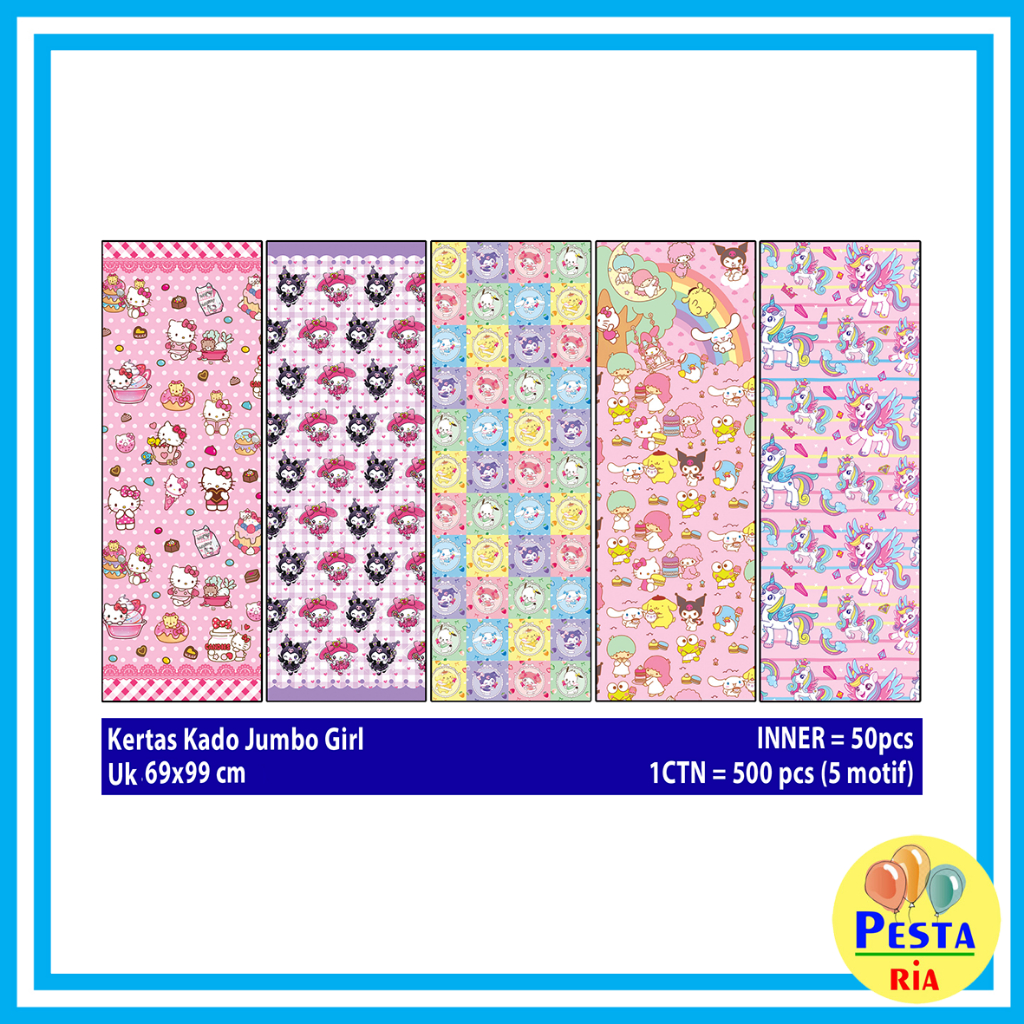 

MURAH !! 1Lmbr Kertas kado JUMBO karakter GIRL, kertas kado jumbo, kertas kado karakter