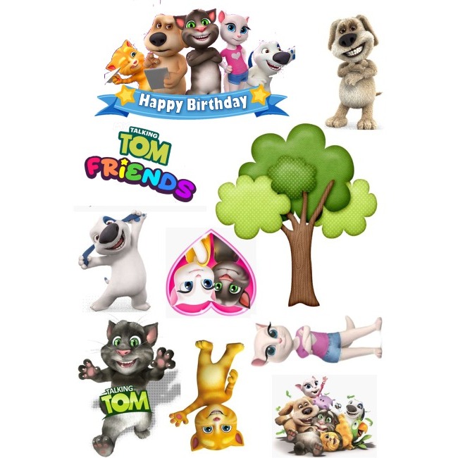 Topper Cake Tema TALKING TOM ANGELA Custom/Topper Talking Tom ULTAH