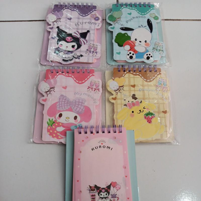 

NOTE BOOK SANRIO KUROMI MELODY POMPOM PURIN DAN POCHA