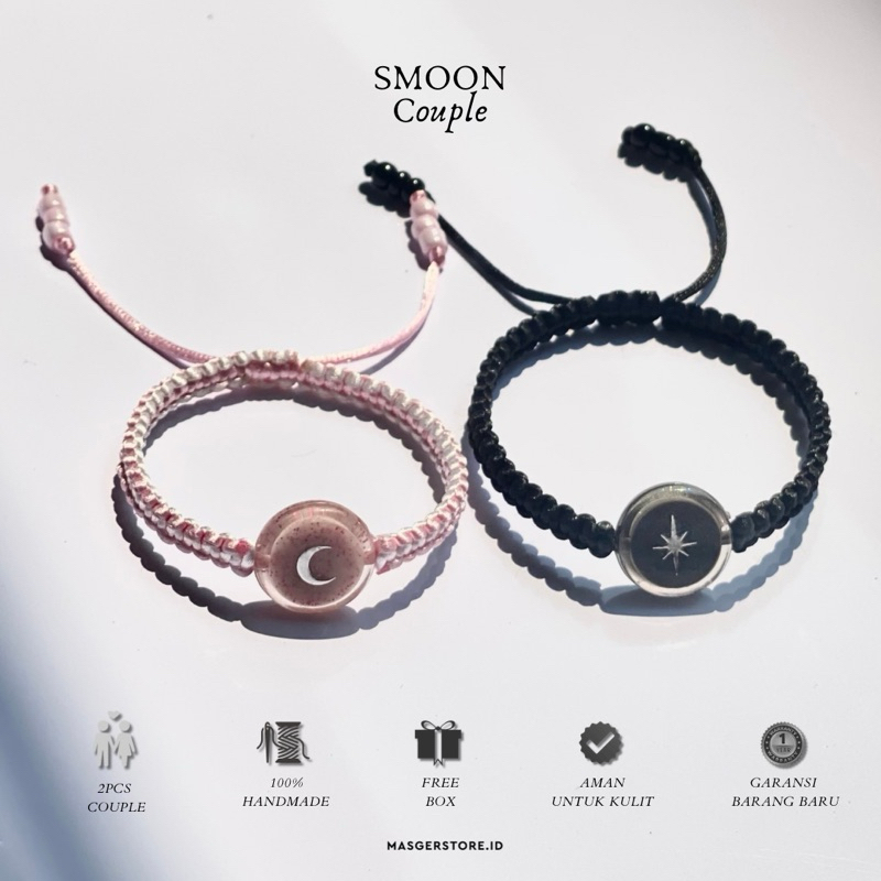 [Smoon] Gelang Couple Sepasang | Couple Bracelets 2pcs Free Box Gelang Couple Bulan Matahari