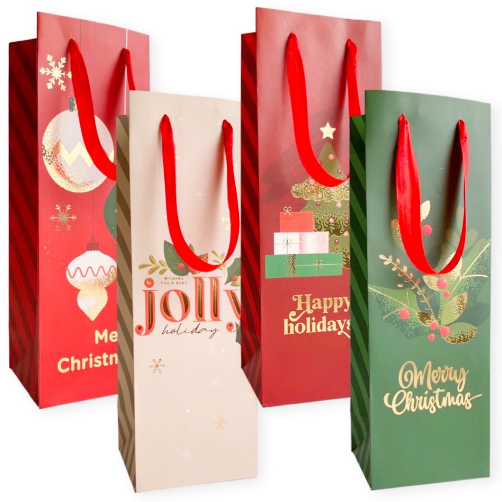 

W! Accessories Kantong Kertas / Paper Bag Natal Botol Wine Jolly 35x12x10cm 70200300