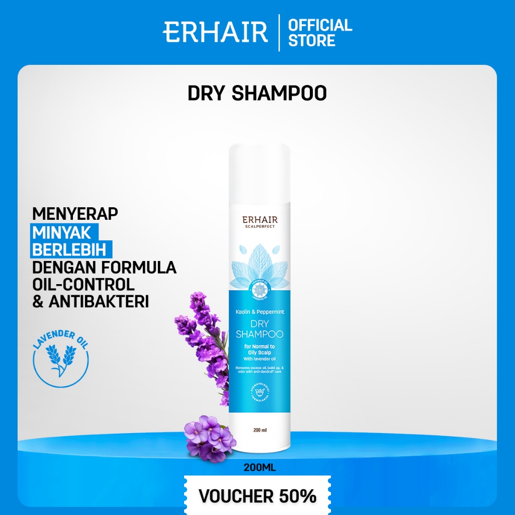 ERHAIR Scalperfect Kaolin & Peppermint Dry Shampoo 200ml - Shampo Untuk Kulit Kepala Berminyak