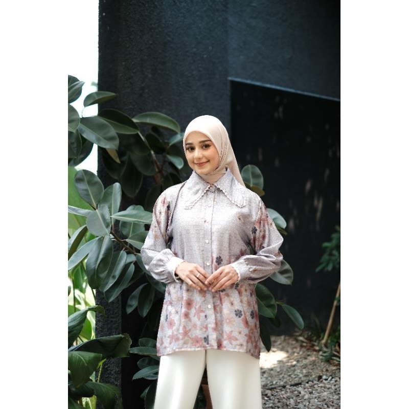 Blouse Motif bunga, Blouse kemeja wanita, Blouse wanita motif