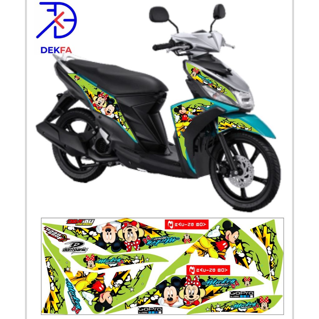 Stiker Mio M3 Decal Variasi Striping Mio M3 125 MICKEY MOUSE