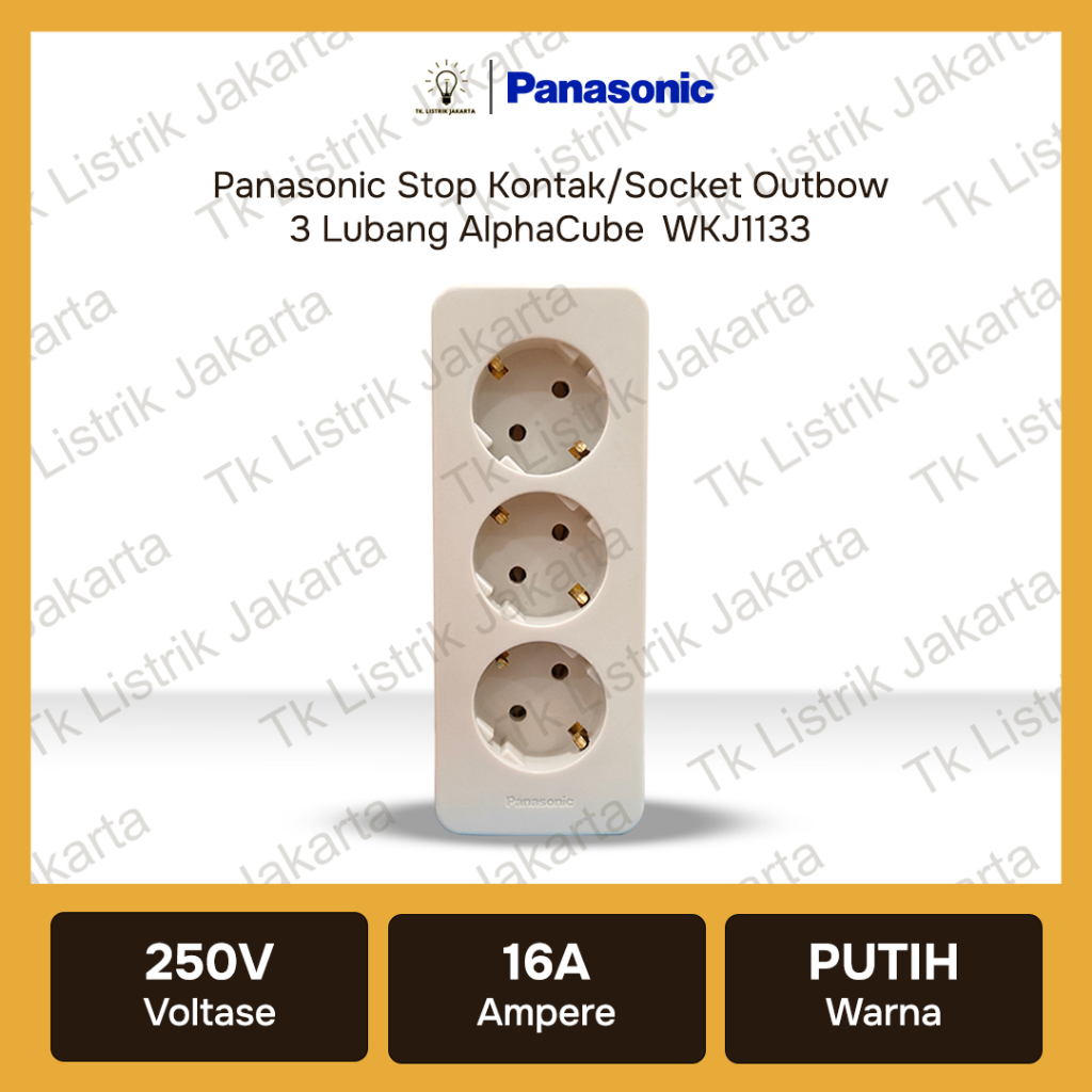 Stop Kontak Socket Outbow Panasonic WKJ1133 3 Lubang AlphaCube