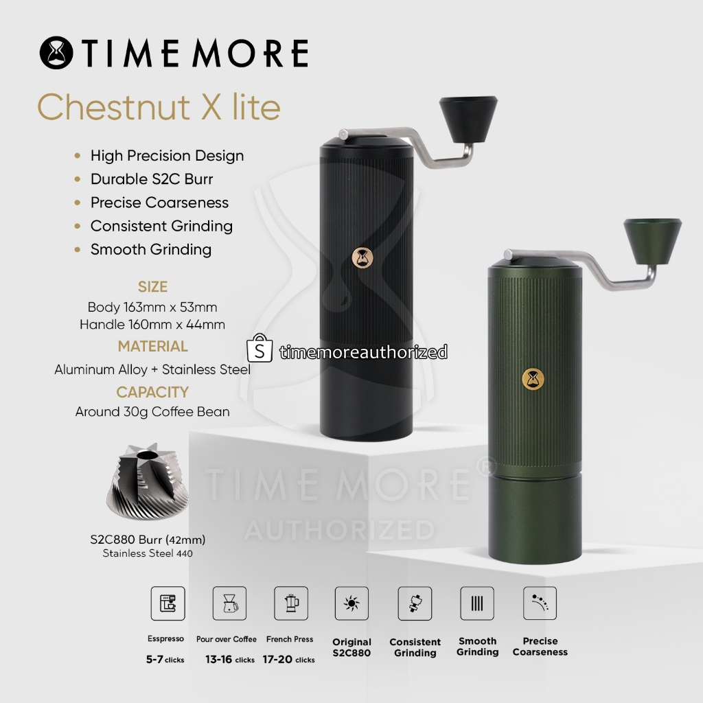 Timemore Hand Coffee Grinder  Chestnut X Lite with S2C Burr - Alat GIling Kopi Manual 100% Original