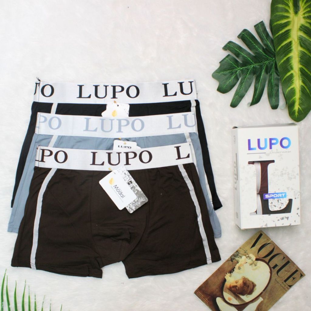 CELANA DALAM BOXER PRIA LUPO 8822 PREMIUM KATUN CD BOXER LAKI LAKI BAHAN PREMIUM