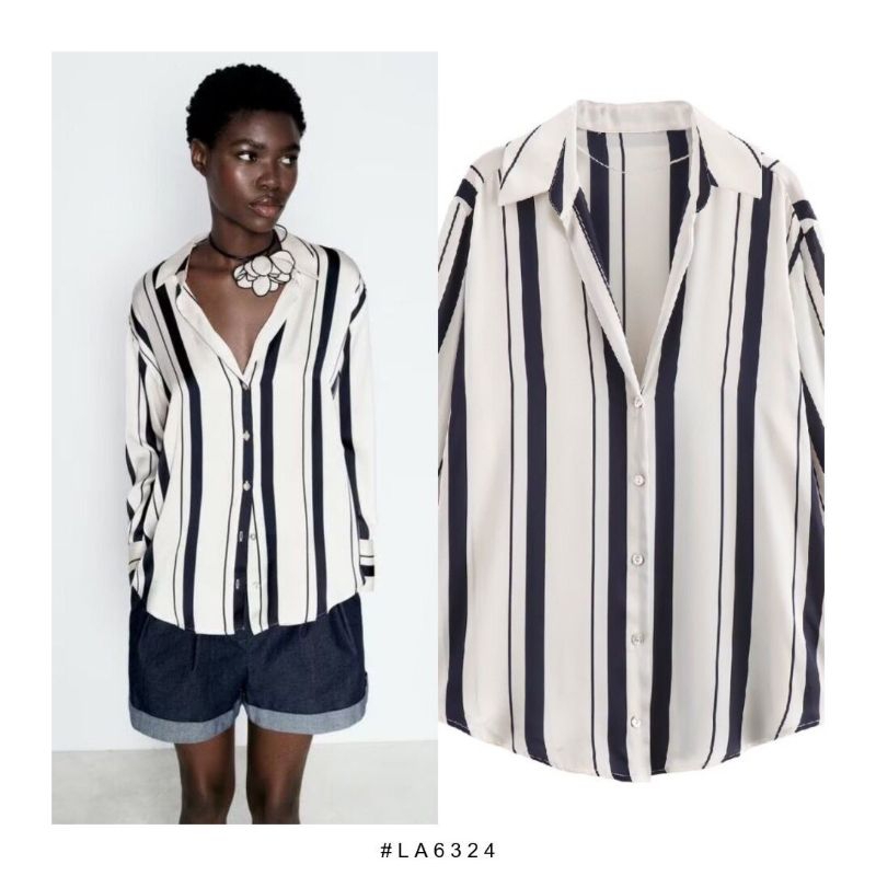 LA6324 - White Stripe | Shirt Kemeja