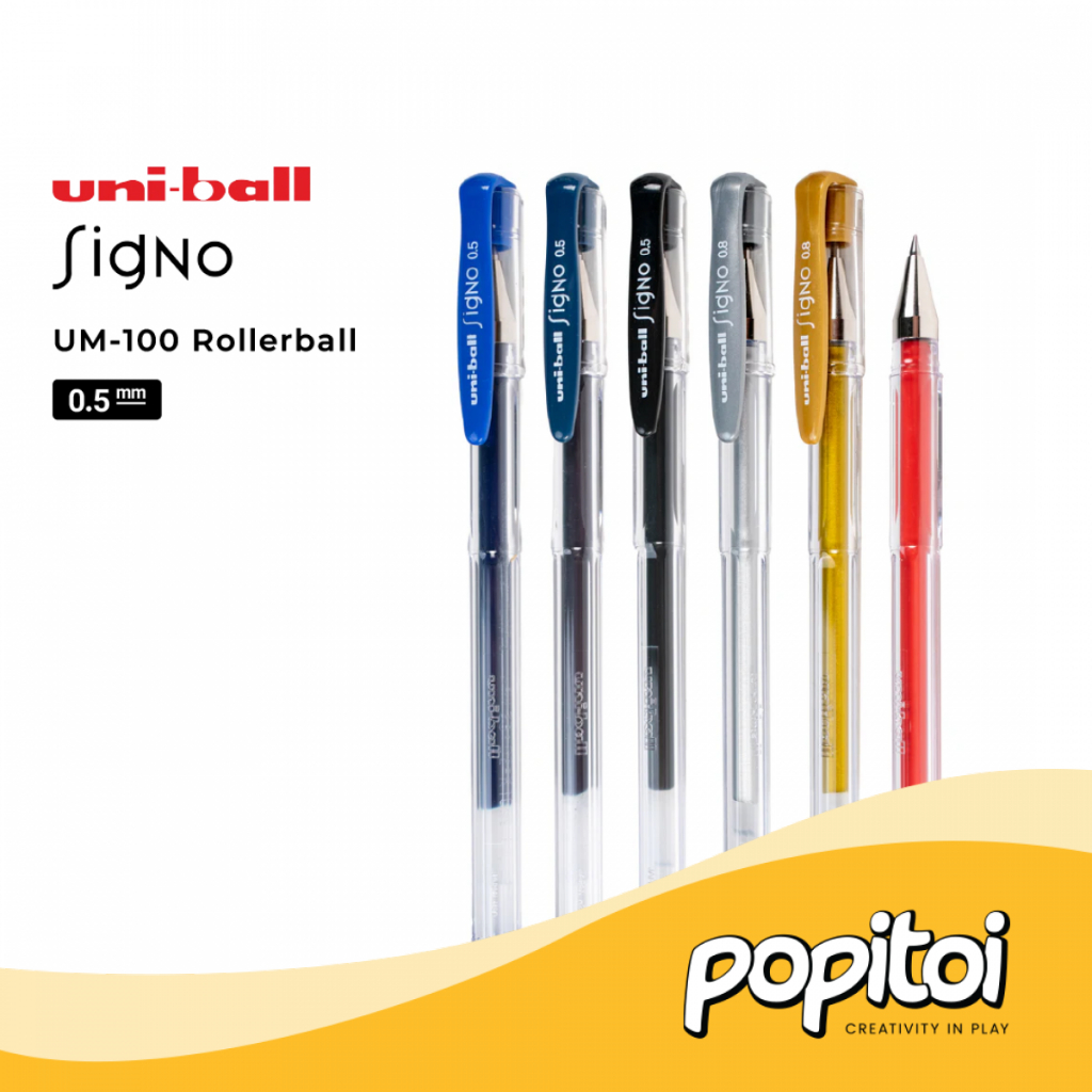 

UniBall Signo UM-100 Gel Ink Rollerball Pen 0.5 mm Pulpen Warna Warni Uni Gold Silver Highlight