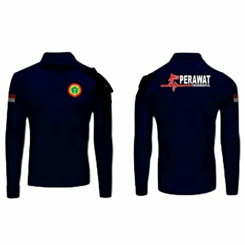 KAOS POLO BERKERAH AKU PERAWAT INDONESIA LENGAN PANJANG // KAOS LENGAN PANJANG BERKERAH PERAWAT INDO