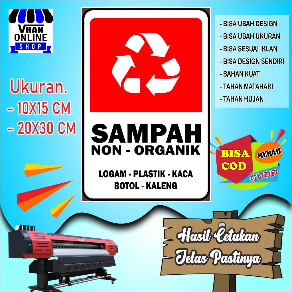 

Cetak Stiker Untuk Tong Sampah Non Organik Merah