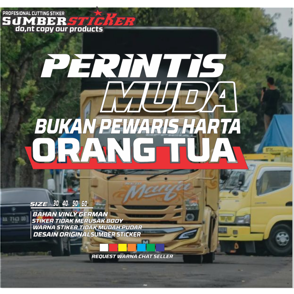 STIKER KATA KATA VIRAL PERINTIS MUDA CUTTING VARIASI KACA TRUK PICKUP STIKER PERINTIS MUDA