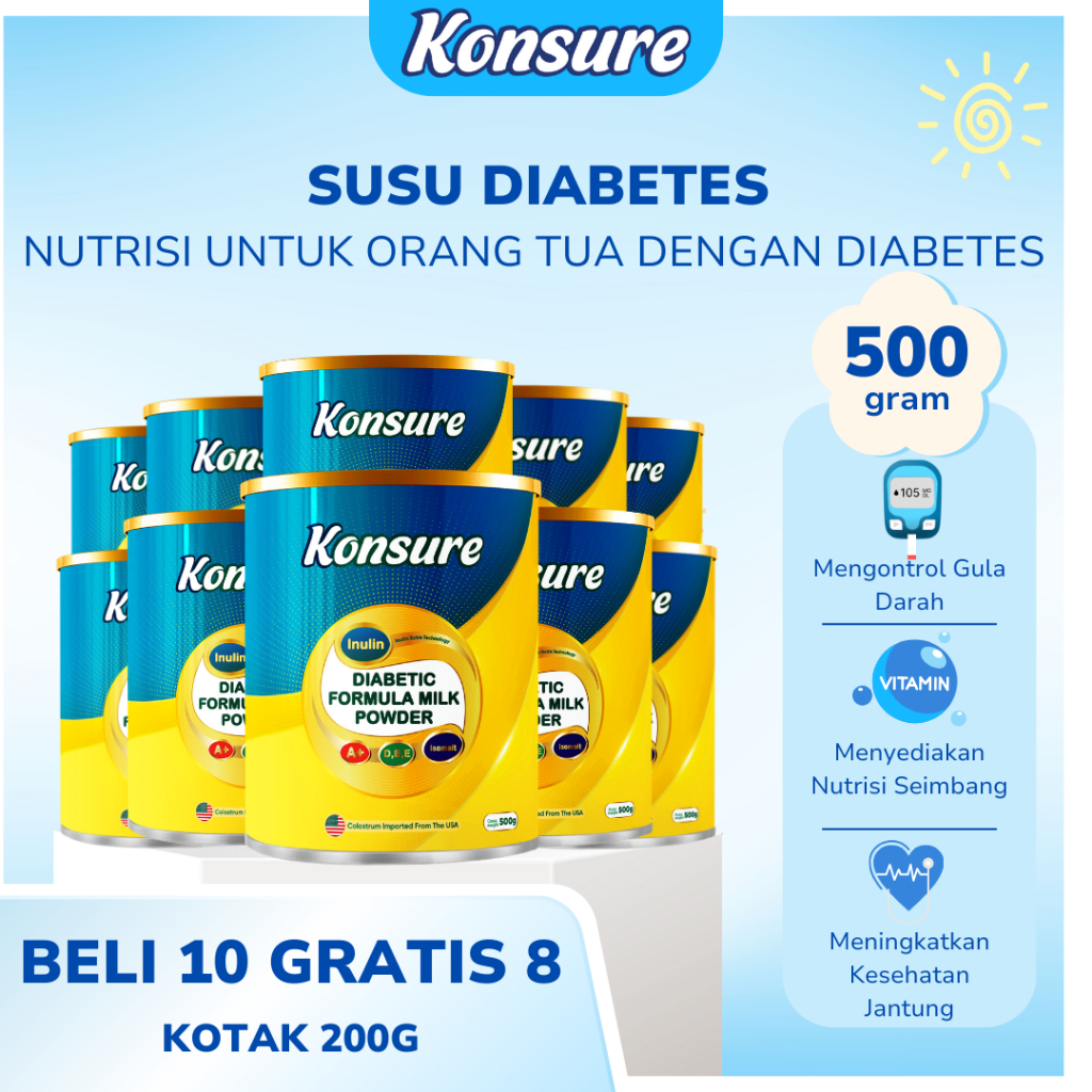 

[ BELI 10 GRATIS 8 ] KONSURE - SUSU IMPOR DARI AS YANG MENGATASI PENYAKIT DIABETES ASLI - 1 KALENG 5000G