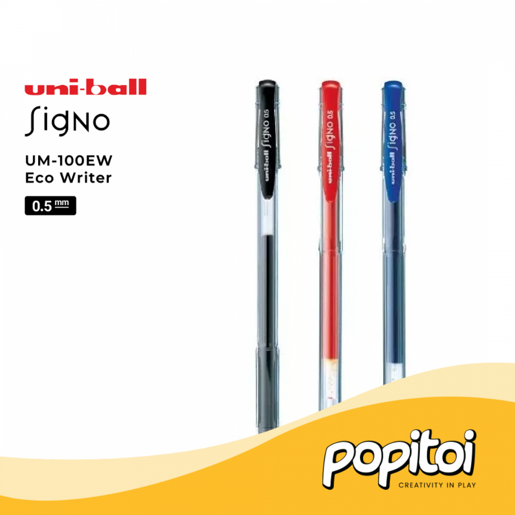 

UniBall Signo UM-100EW Eco Writer Gel Pen 0.5 mm Pulpen Warna Warni Uni