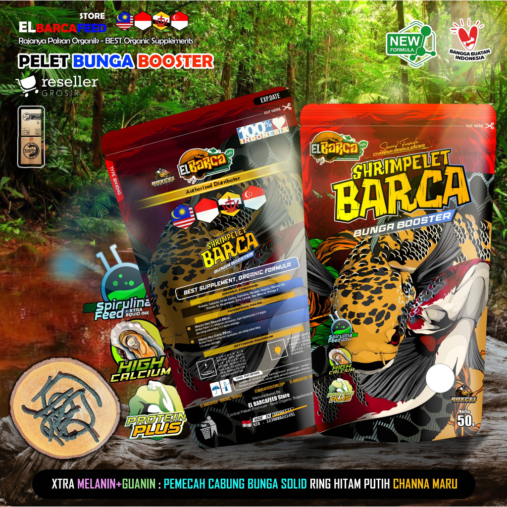 PELET BUNGA SHRIMPELET BARCA 30g pemecah cabung bunga solid pakan channa maru YS RED +Melanin Guanin