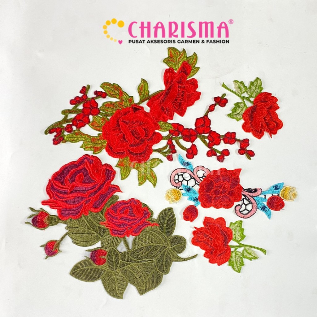 Charisma Aplikasi Bordir Bunga - Aksesoris Baju/Tempelan Bordir - Motif Bunga