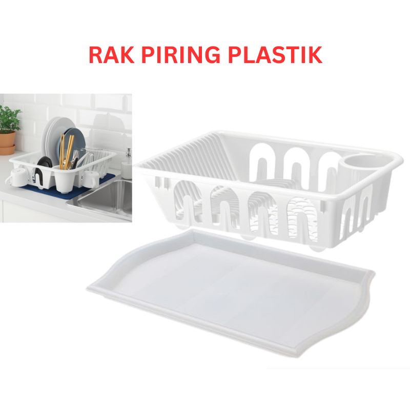 Rak Piring Rak Tempat Pengering Peniris Cuci Piring Alat Makan Plastik Putih