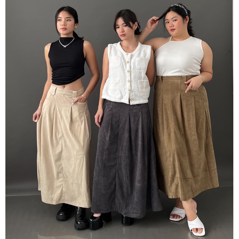 AMABETH LONG CORDUROY SKIRT / rok corduroy  / ROK CORDUROY / ROK PANJANG WANITA KARET / ROK AESTHETI
