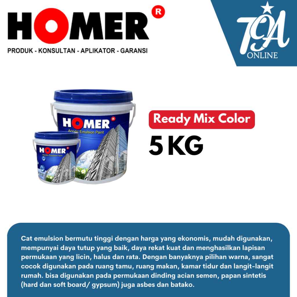 HOMER PAINT Cat Tembok Interior Acrylic Emulsion Paint 5 KG