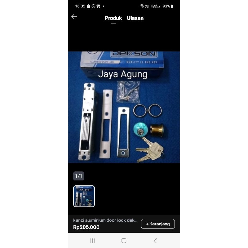 kunci  aluminium door lock sliding