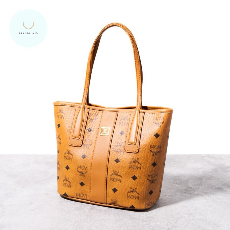 MCM Mini liz reversible shopper visetos Cognac