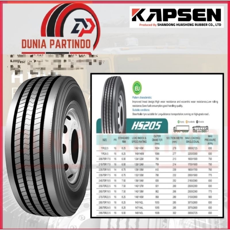 KAPSEN HS205 Ban Crane Under Multi Axel Trailler 285/70 R19.5 18PR DOT24