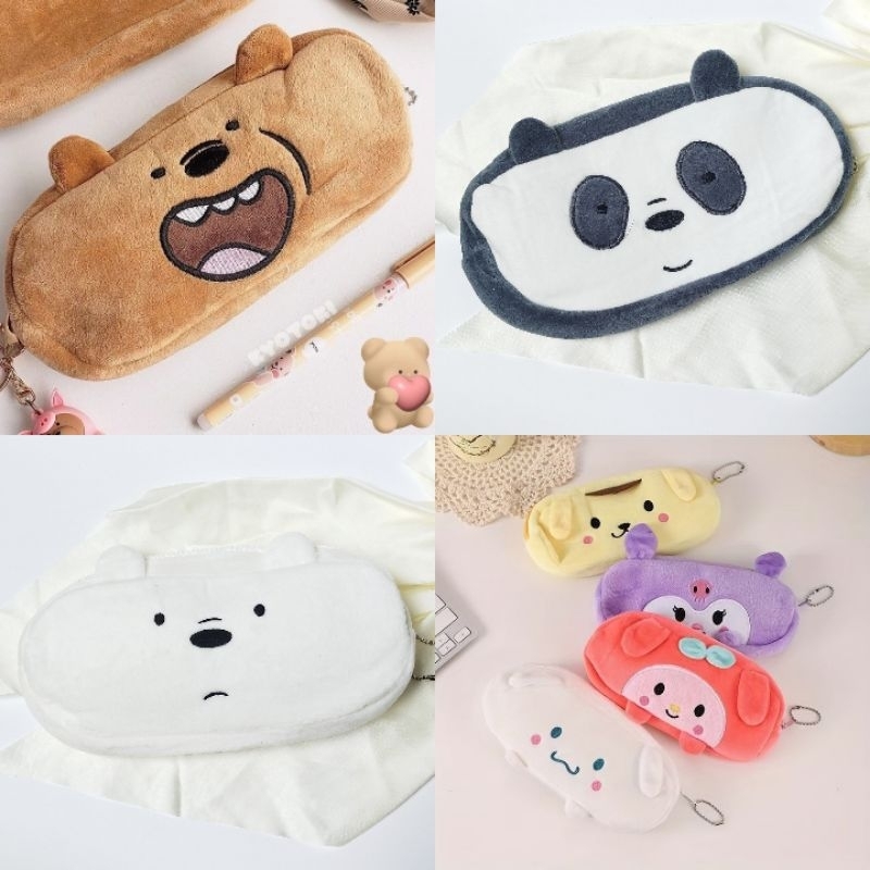 

Fluppy Cute Pouch Ziplock | Tempat Pensil Makeup Zipper Serbaguna Karakter Sanrio Kuromi Bear