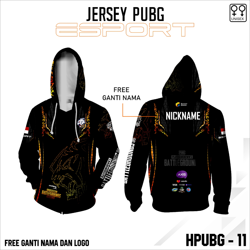 Hoodie jersey e sport PUBG baju game kaos evos lengan panjang