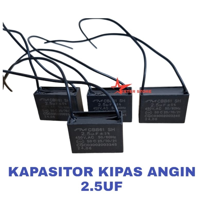 Kapasitor kipas angin 2.5 UF CBB61 kapasitor 2 kabel high quality