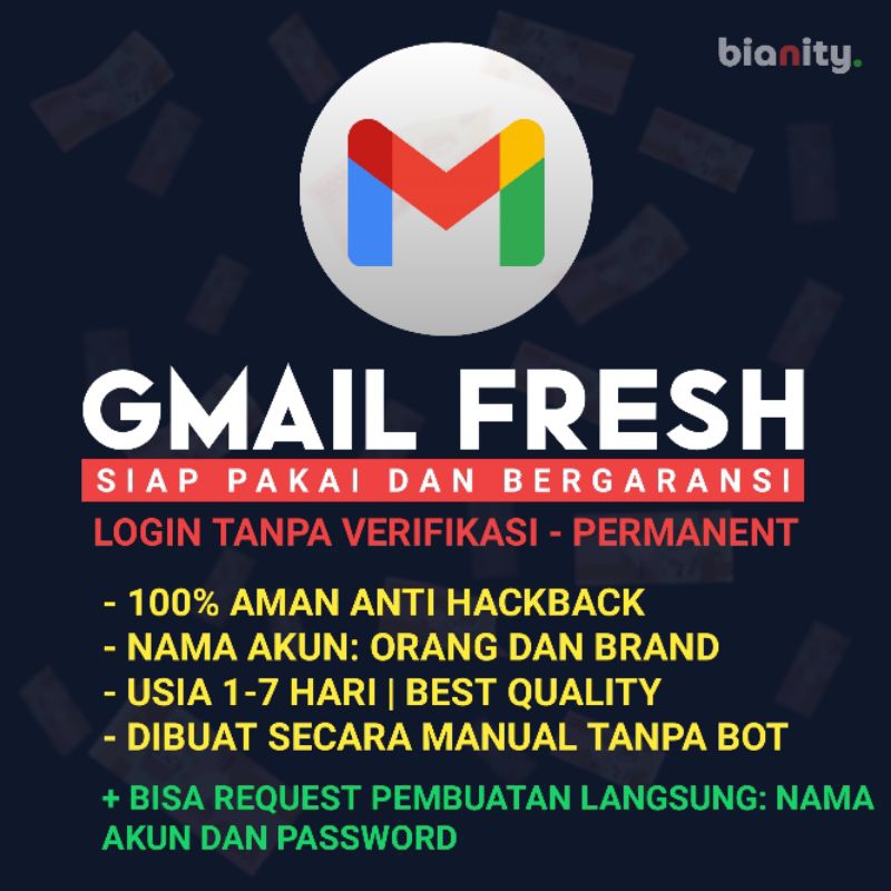 Jual 1 Akun Gmail Fresh Permanen Tanpa Verifikasi - Bergaransi