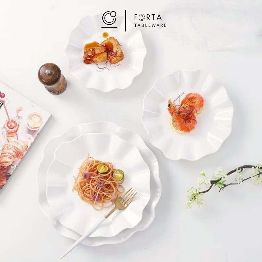 FORTA Piring Keramik Gelombang Kerang Unik / Piring Saji Gelombang / (7)