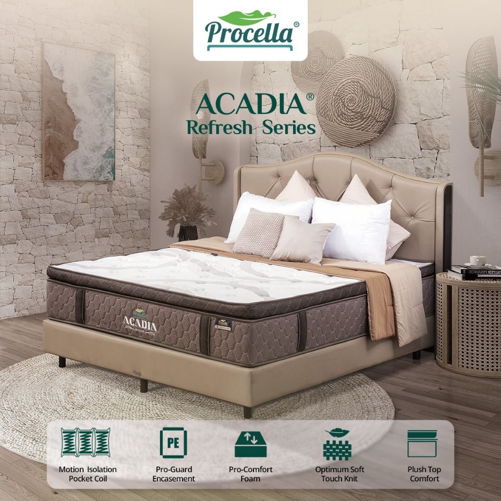 Kasur Pocket Springbed Acadia Procella Olympic Plushtop Pillowtop Medium Feel 100x200 120x200 160x20