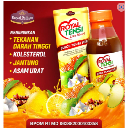 

Madu Royal Tens Royal Sultan Jus bawang putih tunggal jahe merah lemon cuka apel Royal Tensi 350 ml