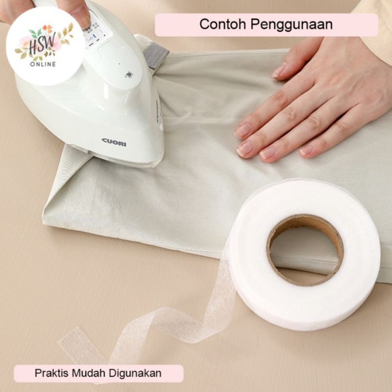 Perekat Tekstil Lem Kain 2 sisi Adhesive Lem Kain Som Hamming Tape