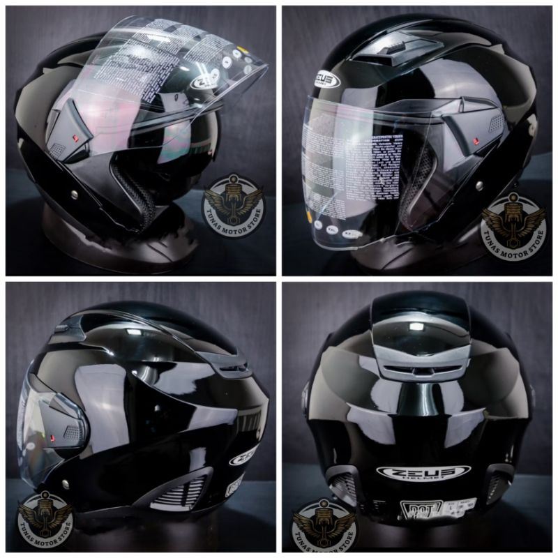Helm Zeus 611 Black glossy Helm ZEUS 611 HITAM GLOSSY SOLID HELM ZEUS 611 HITAM KILAT