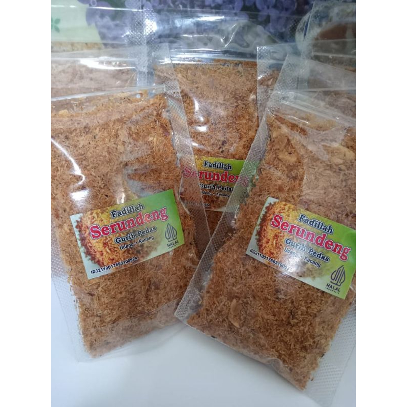 

Abon serundeng kelapa pedas manis gurih dengan udang kacang - Food, snack 70 gram