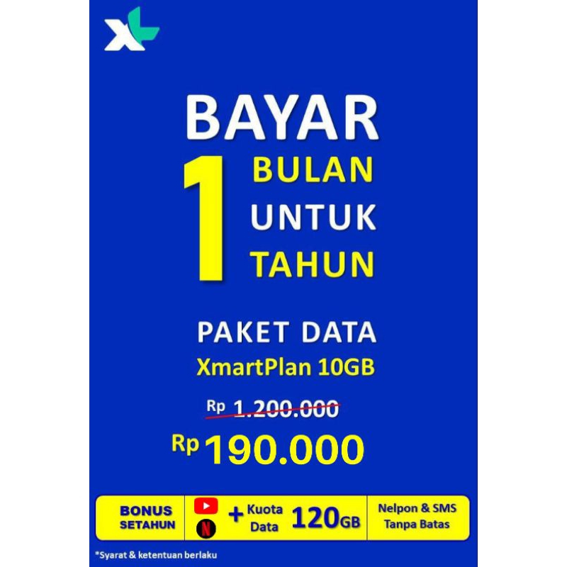 Paket Data Super Murah 1 Tahun XL Xmartplan 120GB