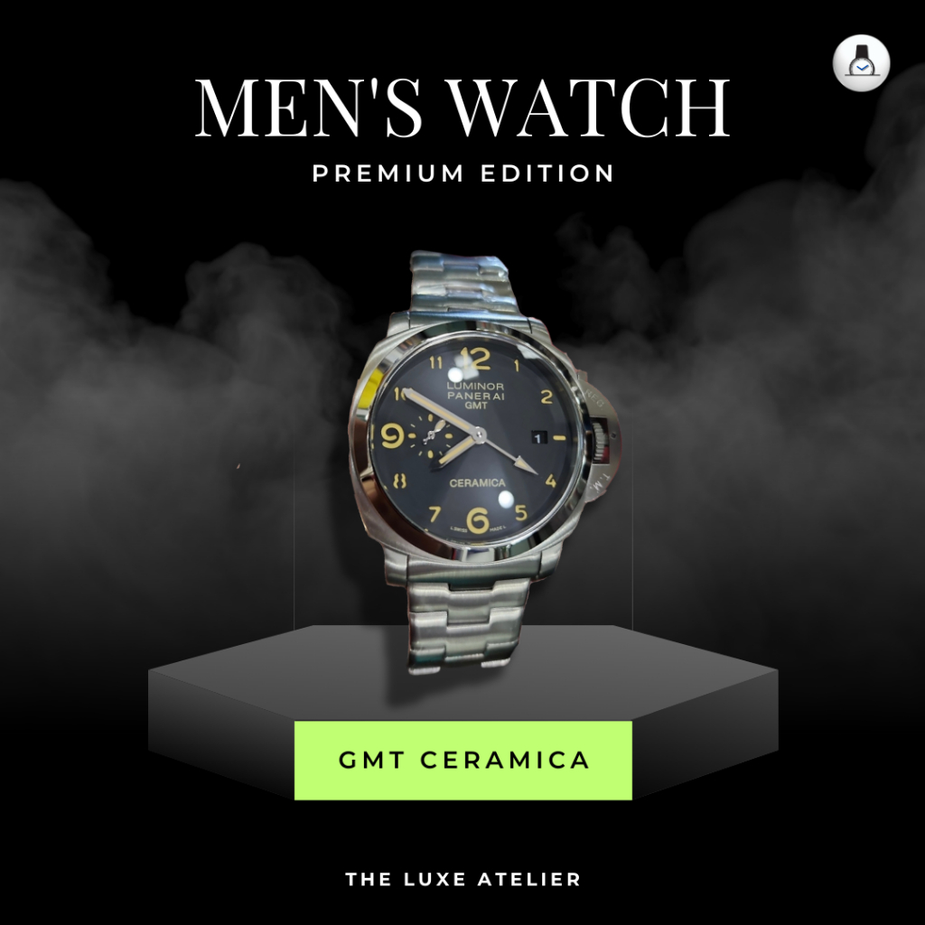 LUXURY MAN WATCH/JAM TANGAN MEWAH PRIA PANERAI LUMINOR GMT CERAMICA RANTAI